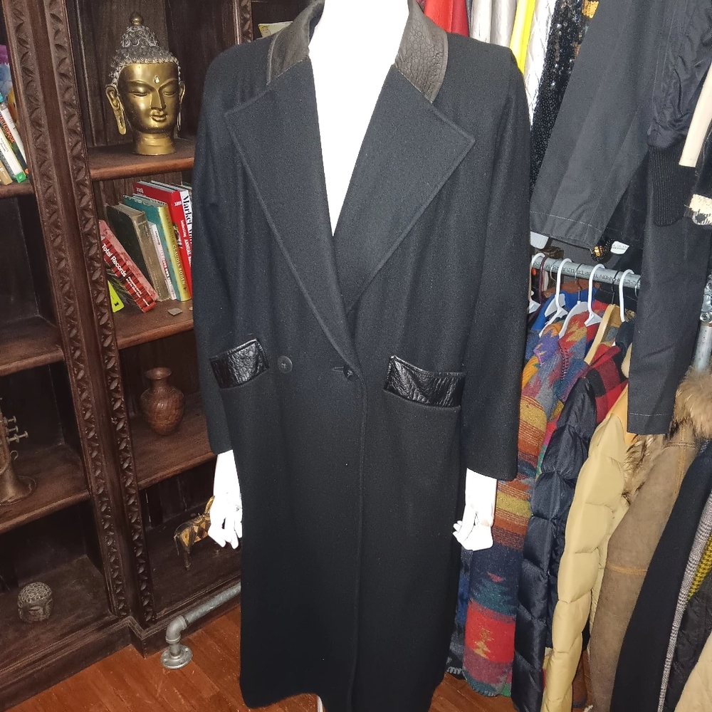 Micki vintage wool and leather coat